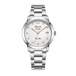 Alexandre Christie AC 2A78 Silver White Rosegold Tick LDBSSSLRG